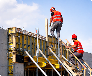 Construction workers framing a structure