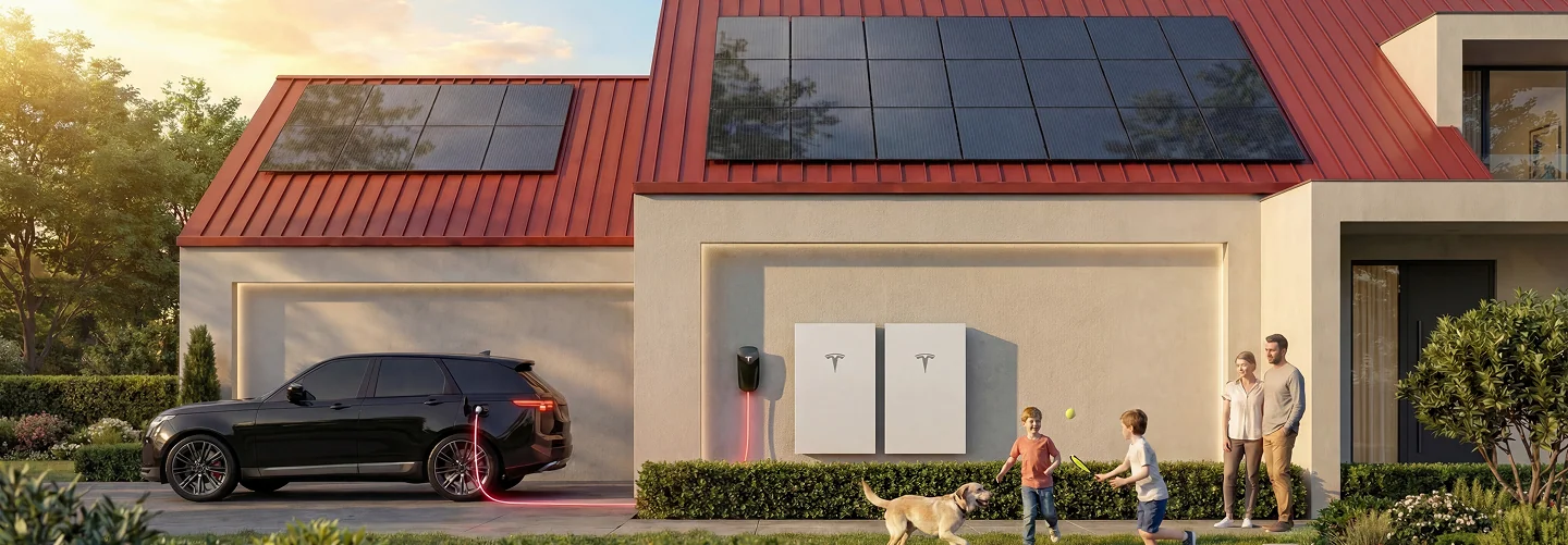 Modern home with solar panels installed by ALA Renovations